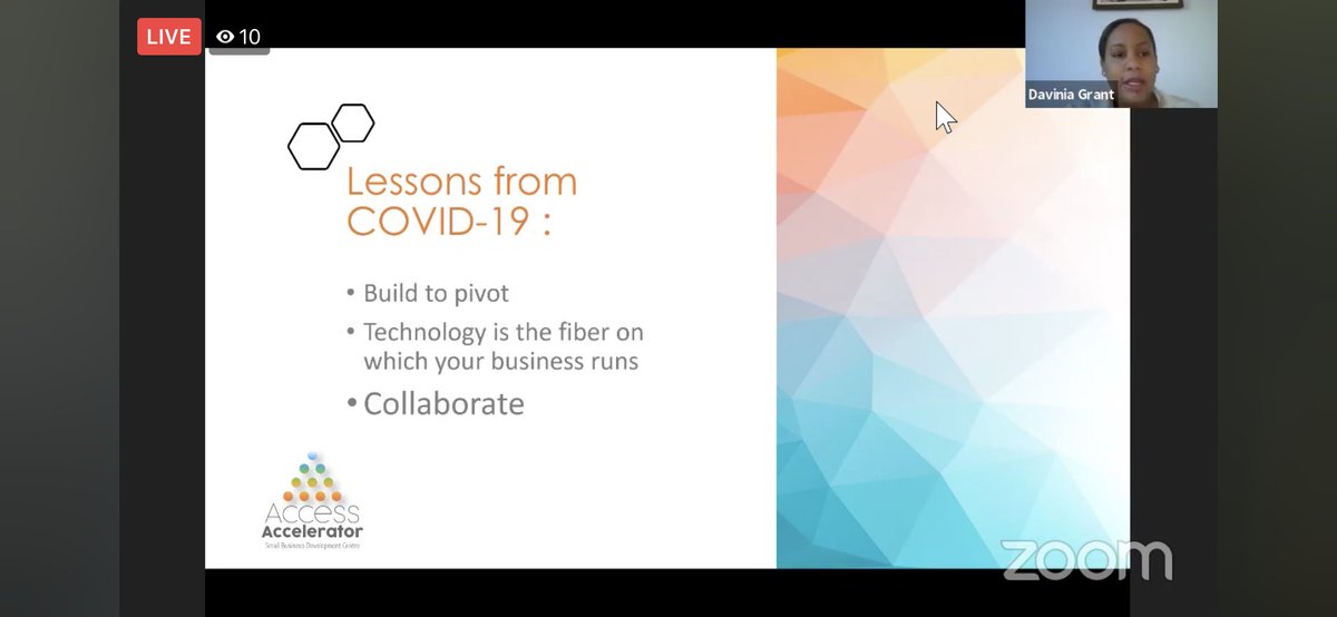 SBDCBahamas's tweet photo. Key takeaways: Build to pivot, recognize technology is key and collaborate!
To watch our ED's full presentation at last night's Small Business Series Finale hosted by NEXT LEVEL Solutions check it out here: https://t.co/ScxY1UG7hu
#accessaccelerator #SmallBusinessSeries https://t.co/7dnEerCbia