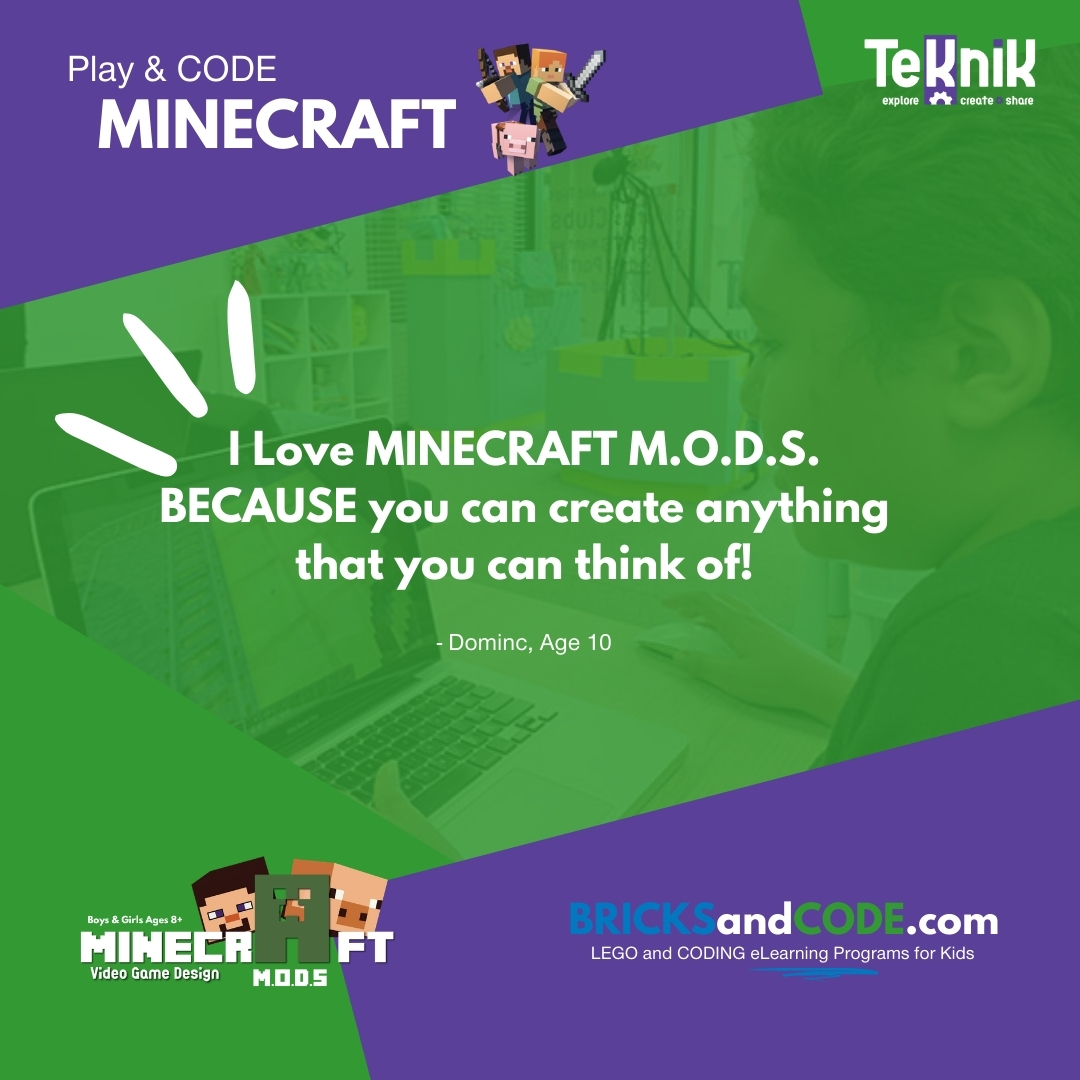 tekniklabs's tweet image. 👨💻👩💻 Allow Your Child To Learn How to 'Talk' To Computers💻 While Playing in a Collaborative Setting 👩👧👧👨👦👦 #learntocode #powerofcode #codingforkids #minecraftclass #freeminecraftclass #minecraftmods #codewithminecraft #minecraftcoding #kidslearntocode #tekniklabs #bricksandcode