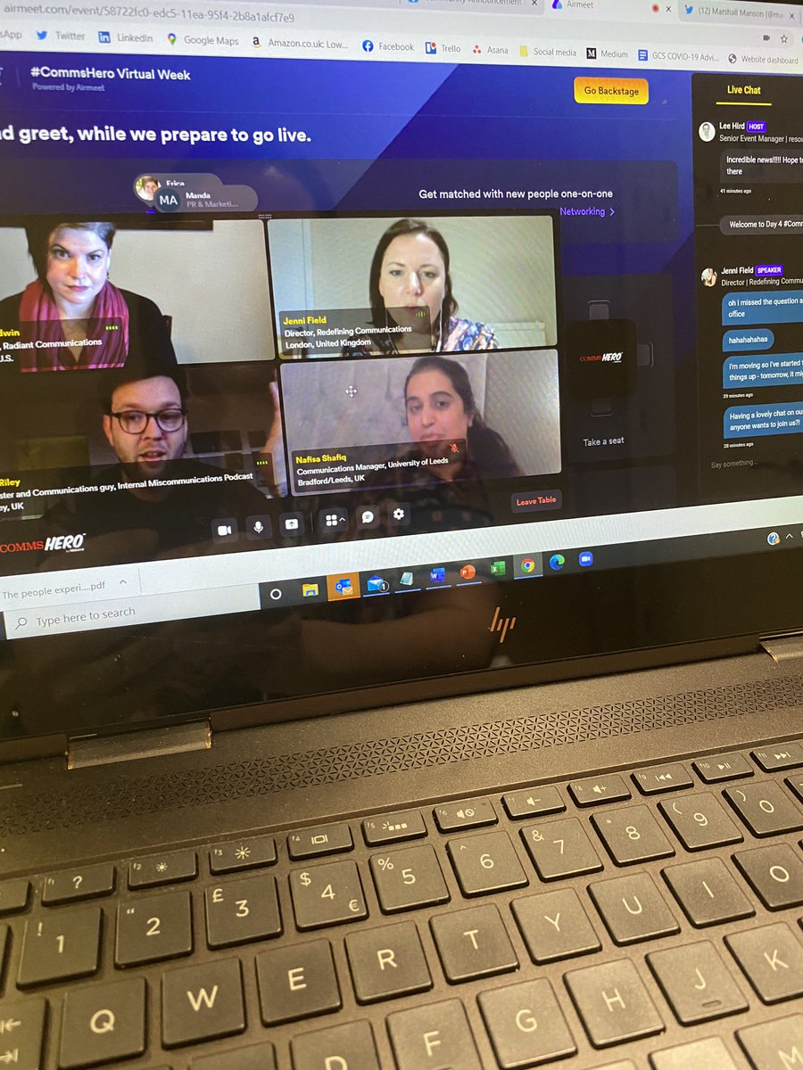 mrsjennifield's tweet photo. Fantastic end to #commshero day three with these amazing people. Some fantastic conversations and ideas in less than an hour! #networking #onlinetable #WineWednesday https://t.co/K4jhWG1VsR