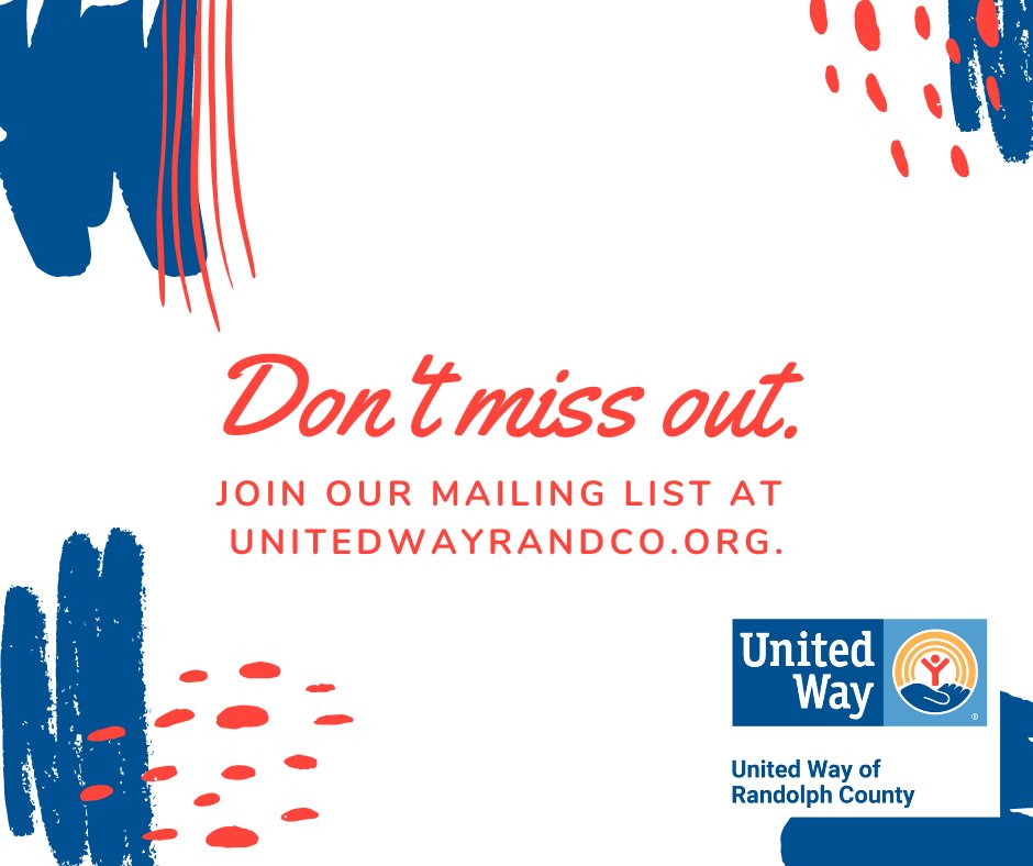 Our partners make some serious magic happen for Randolph County. Sign up for our newsletter to be the first to hear what is happening. #MakeASound  #LiveUnited  #MaskUpRandolphCounty  #CommunityMatters  #KindnessMatters