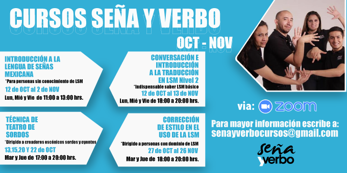 ‼️NO TE QUEDES SIN LUGAR‼️
🔸Aprenderás con los maestros-actores de seña y verbo.
🔸Si estas interesado en alguno de nuestros cursos envía un correo a 📧 senayverbocursos@gmail.com solicitando la información del curso de tu interés.
#señayverbo #señayverbocursos #LSM