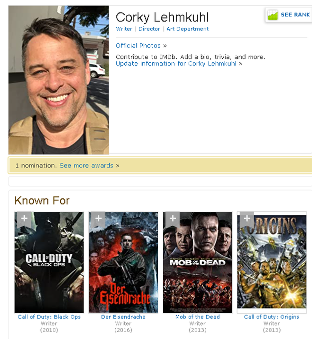 THE NEW CREATIVE DIRECTOR FOR ZOMBIES HAS MADE THE BEST MAPS IN THE SERIES.

IN CORKY WE TRUST.