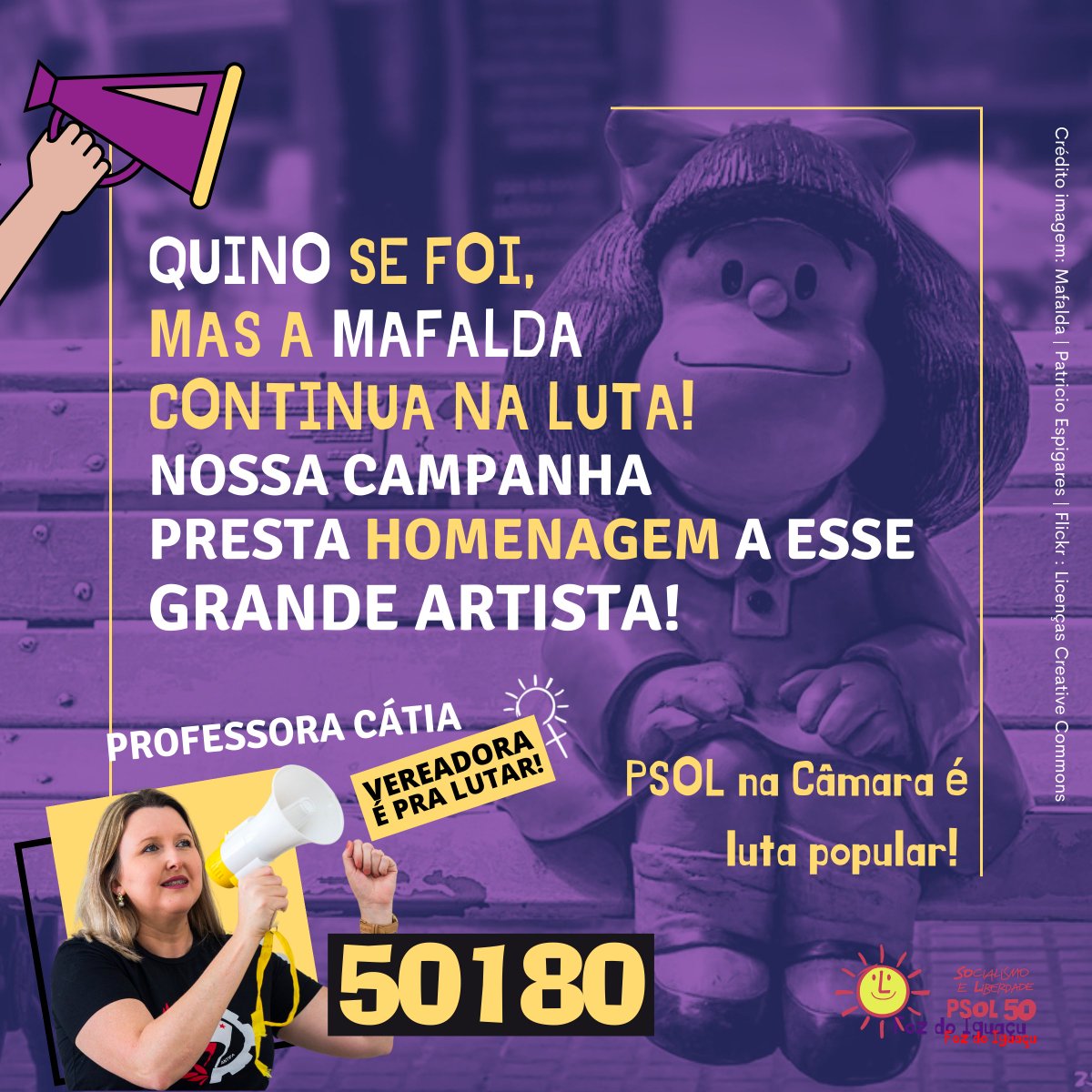 catiaPSOL50's tweet photo. QUINO, vc fará muita falta, mas sua obra segue viva, seu pensamento segue vivo em cada pergunta fantástica e marota q sua menina Mafalda continuará fazendo.

As pessoas q como crianças fazem questionamentos a este mundo jamais deveriam partir!

#ProfessoraCatiaPSOL #PSOLFoz https://t.co/Cj7QgchBEv