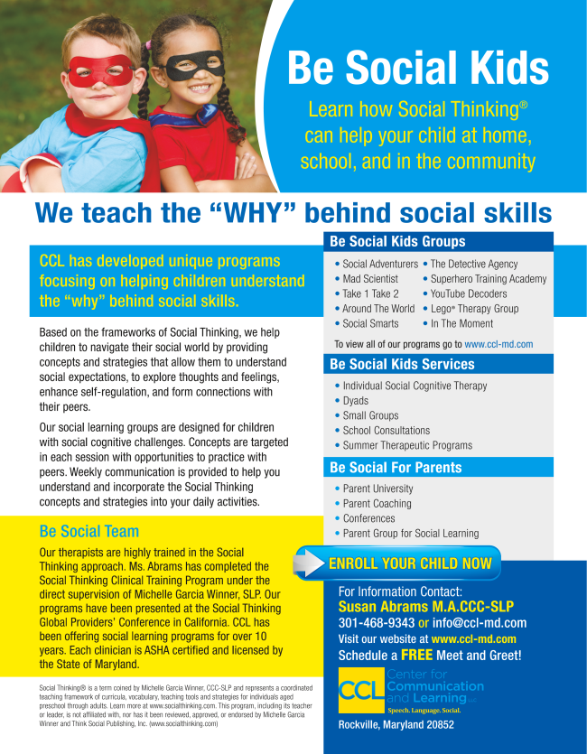 CCLSpeech's tweet photo. Last Chance to Enroll:: New  Be Social Kids Programs https://t.co/uiIUJnie4i https://t.co/d6uftTjGdU