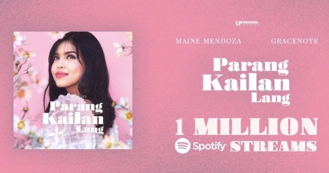 officialaldub16's tweet photo. Congratulations @mainedcm 
 For 1 MILLION streams on @Spotify_PH! 

“Parang Kailan Lang”

Spotify https://t.co/ghTwp0qtGZ

#ParangKailanLangHits1M https://t.co/DaITYVcmnM