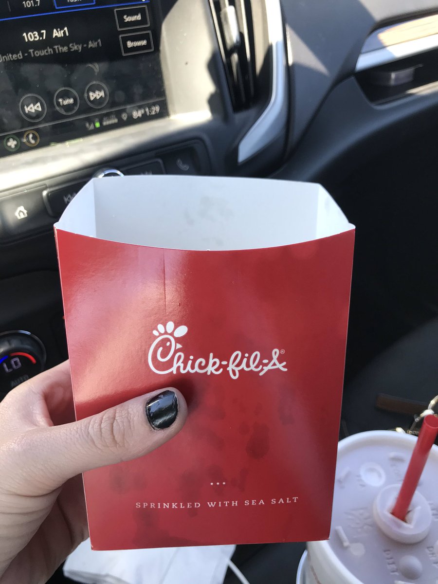 brittgrusecki's tweet photo. just pulled out of the drive thru @ChickfilA &amp; went to pull out my LARGE fry, and this is what i got... very disappointed chick fil a. tisk tisk. https://t.co/LKj7PEo41i