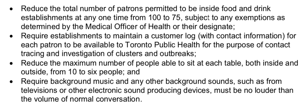 But we press on. Up now: this COVID-19 item from the Board of Health, which, among other things, recommends these new rules for bars & restaurants.  http://app.toronto.ca/tmmis/viewAgendaItemHistory.do?item=2020.HL20.1
