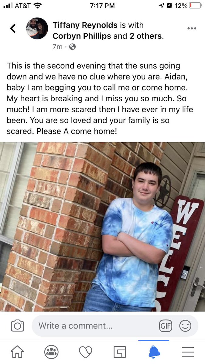 He still hasn’t been found yet. My mommas heart is breaking. Please get this around so more people can be aware to keep an eye out. Aidan if you somehow see this. Even if you don’t come home just call mom. She needs to know you’re okay. You’re killing us man.