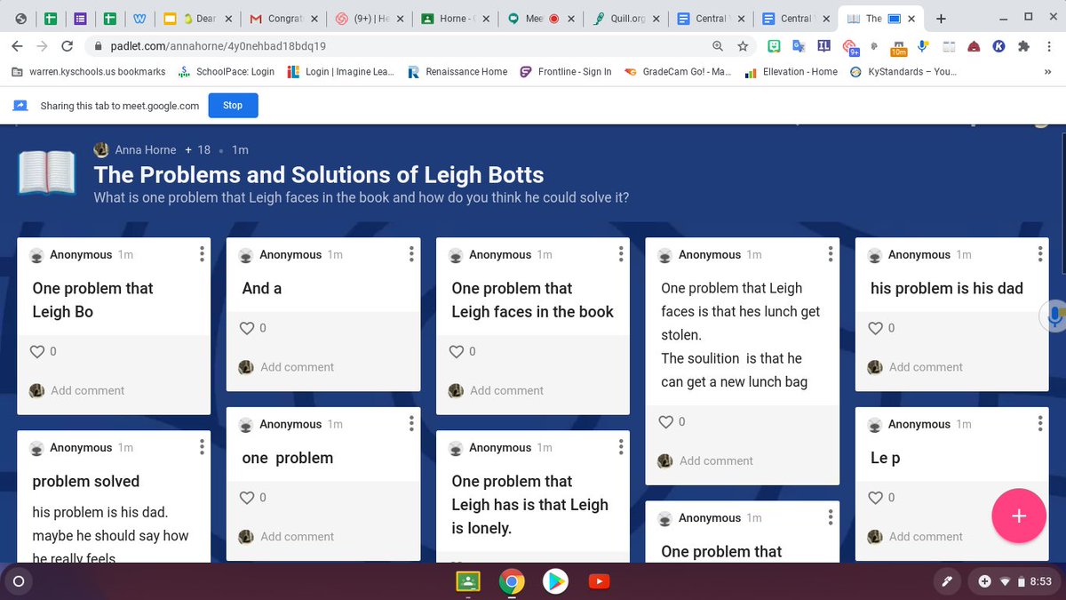JCEreadteach5's tweet photo. Using @padlet as a quick formative assessment on how effectively students T.T.Q.A. (Turn That Question Around) and restate the question as the beginning part of their answer. #respondinginrealtime #turnthatquestionaround #talkingabouttext π https://t.co/PZYxCoTZ0V