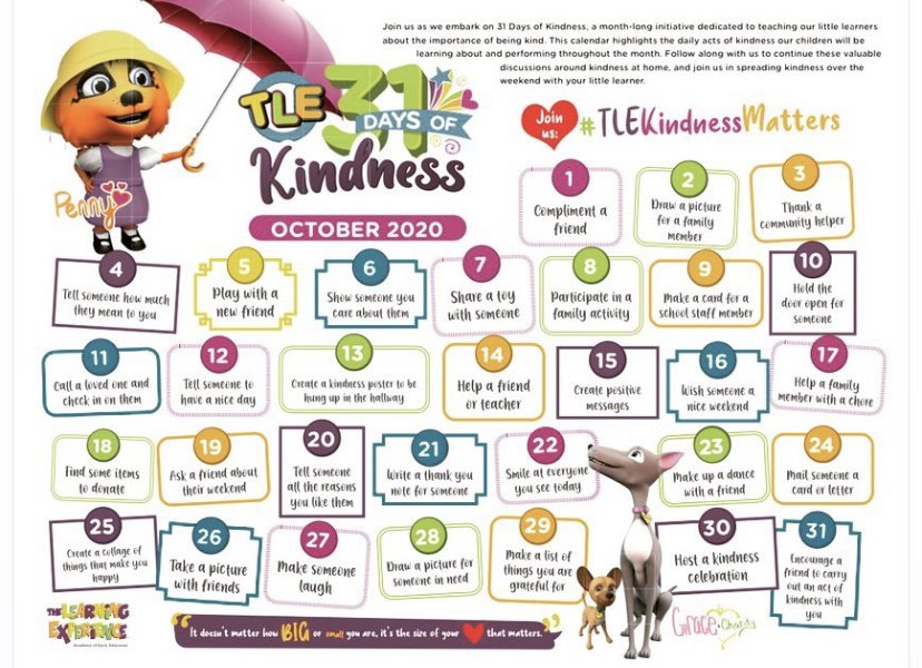 TLEdoylestown's tweet image. October we are asking you to participate 31 days of kindness!
#TLEdoylestown #HappyHappensHere #DoylestownStrong #CareAndKindness #TheLearningExperience