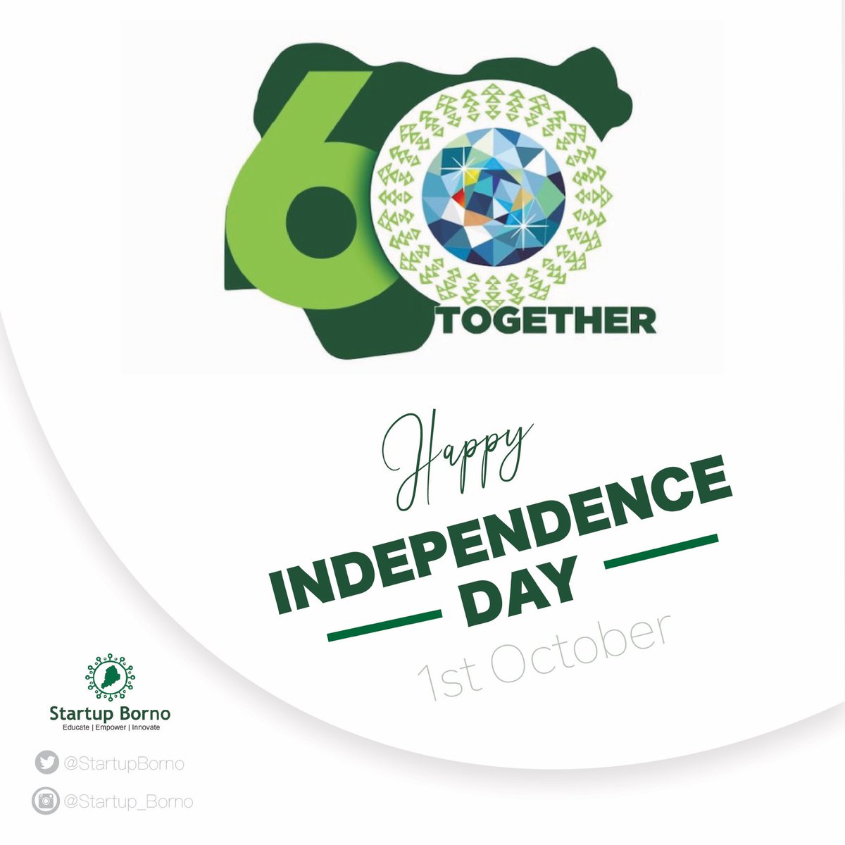 StartupBorno's tweet photo. Happy Independence Day

#NigeriaAt60 #happyindependenceday 
#StartupBorno https://t.co/NUPuhNvjhB