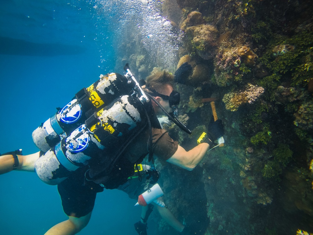 USPACOM's tweet photo. Seabees assigned to Underwater Construction Team #UCT2 inspect a pier during #SCUBA operations within the Tinian Harbor in order to ensure a #FreeandOpenIndoPacific https://t.co/iFzh7Wni9k