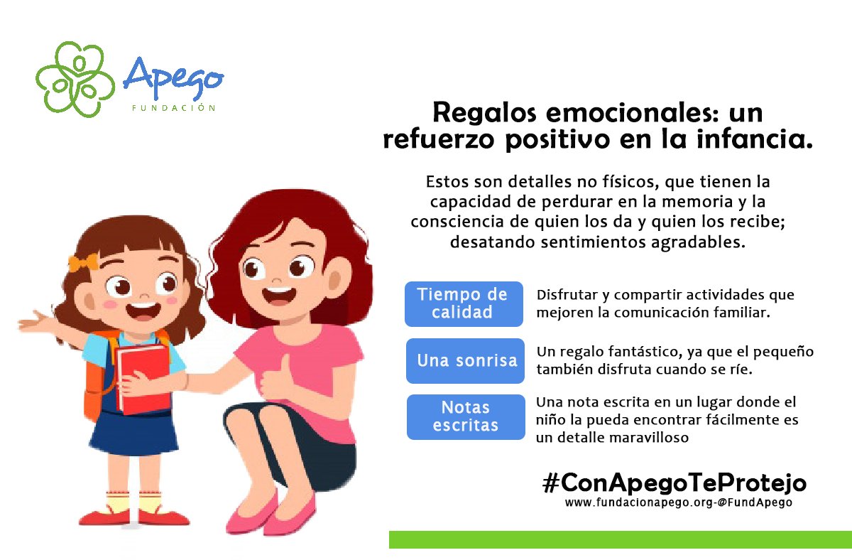 FundApego's tweet image. #CrianzaConApego | Procuremos utilizar los  regalos emocionales como una estrategia para expresar el amor hacía los niñ@s, crear memorias perdurables e incentivar sus acciones. Este tipo de motivaciones son sanas y muy significativas en la niñez.  #NiñezPrimero