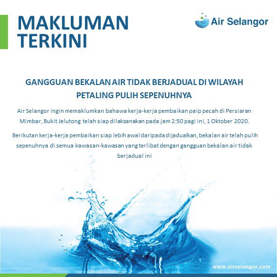 Air Selangor On Twitter Hi Raerae Kindly Dm Name Water Account Number Complete Address And Mobile Phone Number For Checking And Further Action Thank You Https T Co Wx1q2hjhta
