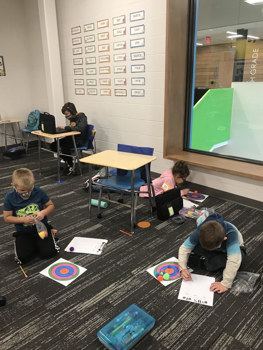 JulieNeidert's tweet photo. Playing base ten bingo on our chrome books and base ten bull’s eye with puff balls! Math is so fun!!! https://t.co/0ToMDnFPp3
