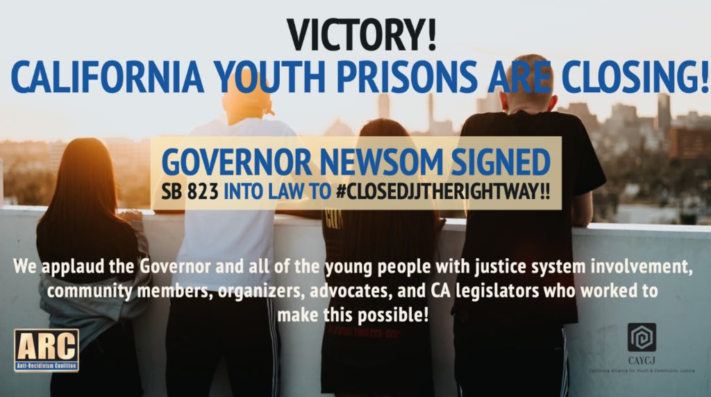 Historic! Now it’s time to get the local work moving. Thank you @GavinNewsom for signing SB 823 and SB 203! Thanks to all the folks that worked hard on this! #CloseDJJtheRightWay @AntiRecidivism