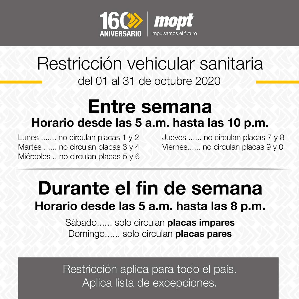 Disposiciones para octubre.
Bendiciones