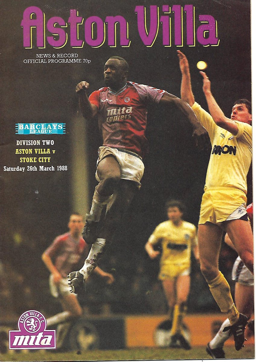 Aston Villa v Stoke City Saturday 26th March 1988 football Programme