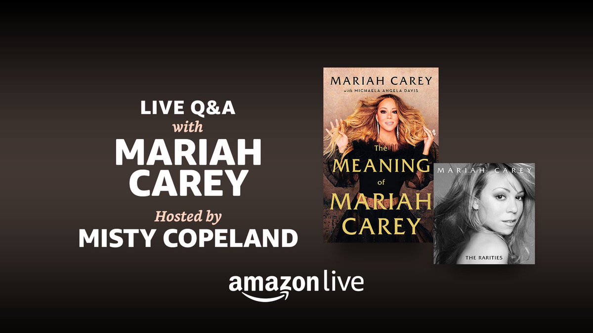 Join me for a live Q&A on Amazon Live this Friday at 4:30pm ET with my friend @mistyonpointe. We'll be discussing my memoir #TheMeaningOfMariahCarey and my new album #TheRarities! Tweet me your questions!! Watch @ amzn.to/3jsIK4d

@amazonkindle @amazonmusic @audible_com