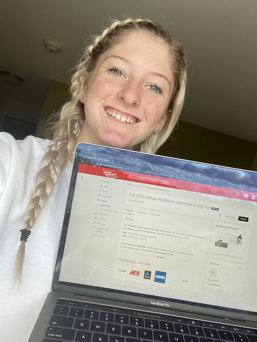 skye_grant05's tweet photo. I learned about some really awesome career opportunities at the Virtual Job Fair!! @NIUSoftball @husk_experience https://t.co/9YhFknd7gk
