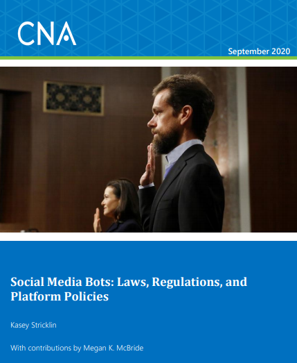 The first report is “Social Media Bots: Implications for Special Operations Forces” ( https://www.cna.org/CNA_files/PDF/DRM-2020-U-028199-Final.pdf) and the second report is “Social Media Bots: Laws, Regulations, and Platform Policies” ( https://www.cna.org/CNA_files/PDF/DIM-2020-U-028193-Final.pdf). Summary of key points to follow in thread. 2/20