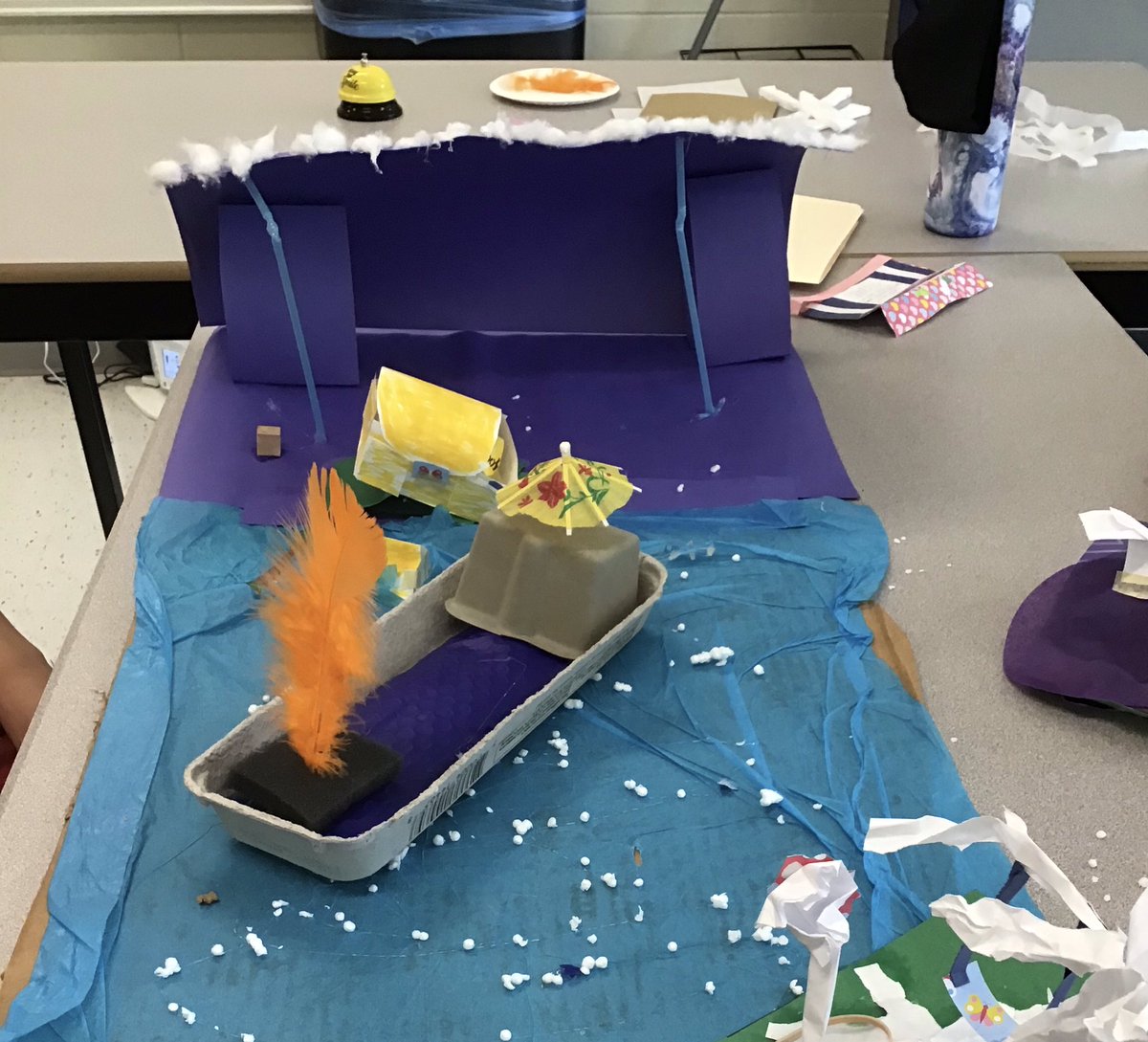 SmithAikman's tweet photo. Orange feathers worked into the Grade 6 group sculpture projects today in honour of Orange Shirt day at Maplehurst Middle School. In the spirit of reconciliation, students also learned what the word unceded meant. #asdeReconciliAction #OrangeShirtDay2020 #maplehurstmiddleschool https://t.co/NlAtF5xhlo