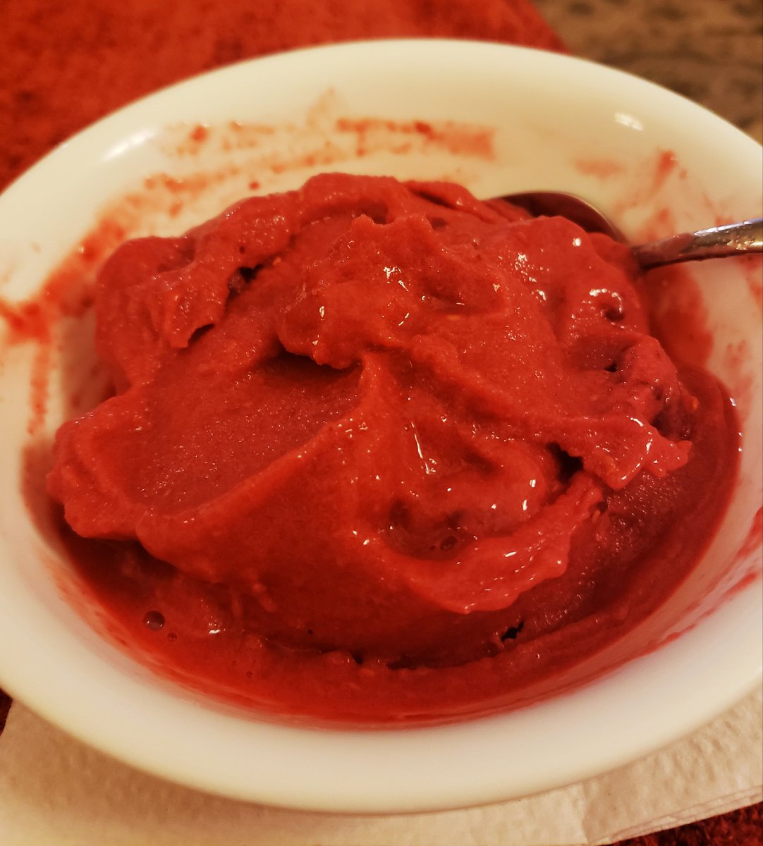 mssipeenviro's tweet photo. Having a hard time wrapping my head around upcoming schedules and how to plan...so I gave up and made raspberry sorbet! #brainfreezeonallfronts https://t.co/xfTzXa9Zte