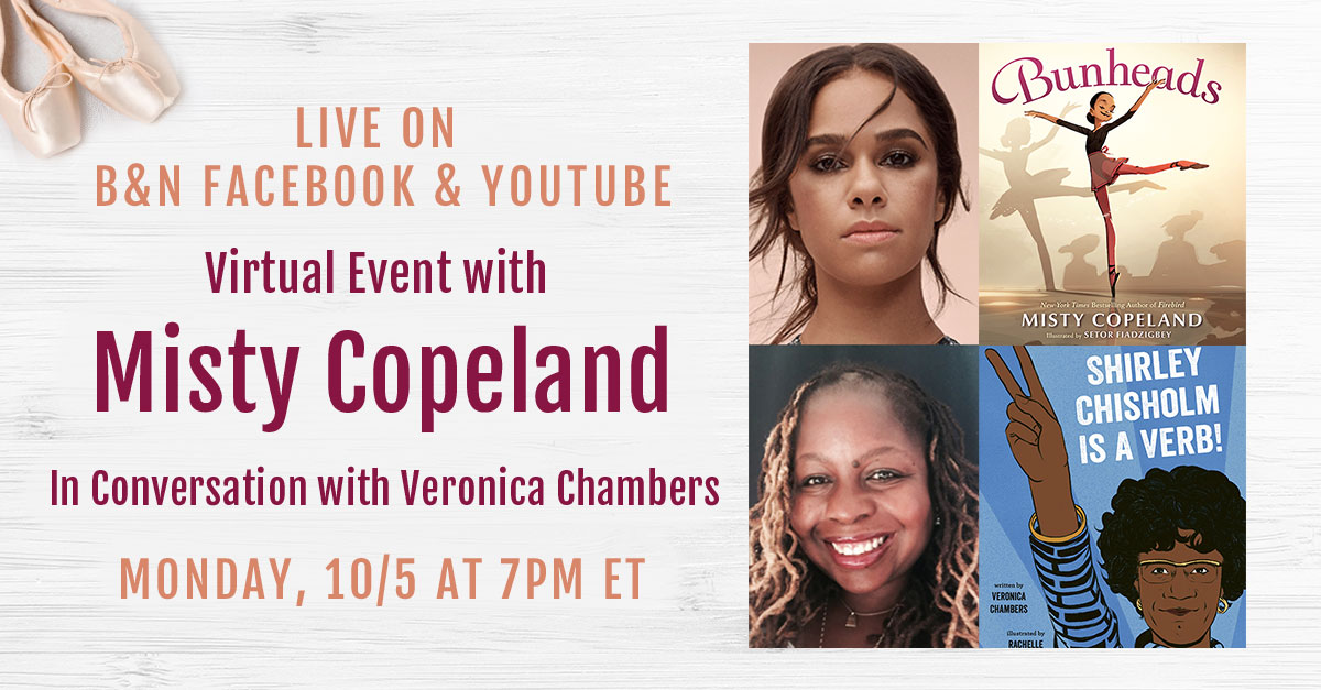 BNBuzz's tweet photo. We're thrilled to have @mistyonpointe join us for a virtual event in conversation with @vvchambers Live on B&amp;N Facebook and YouTube on Monday, 10/5 at 7 PM ET to discuss BUNHEADS! 

🗓: https://t.co/7GD52hY9BQ
📖: https://t.co/EJzguudlQQ https://t.co/JK88A6gw8j