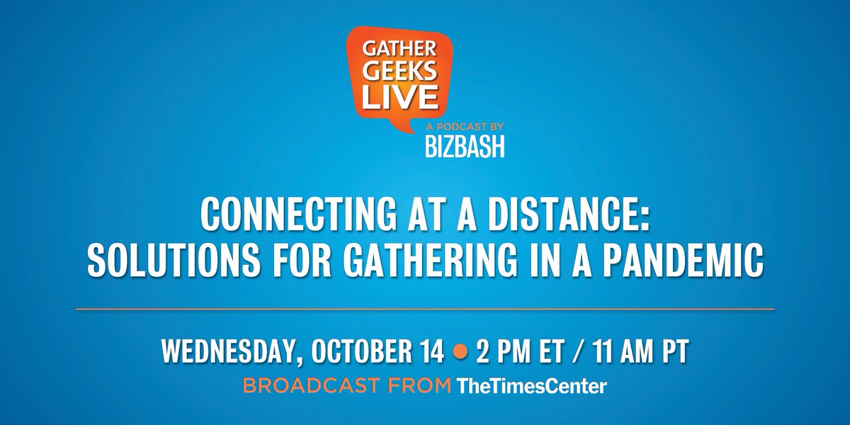 Clear your calendar for Oct. 14 at 2pm ET/11am PT for a special video broadcast from The Times Center! Tune is as David Adler sits down with event experts to discuss the state and future of the industry for a recording of GatherGeeks, the BizBash podcast. bizbashlive.com/gathergeeks2020