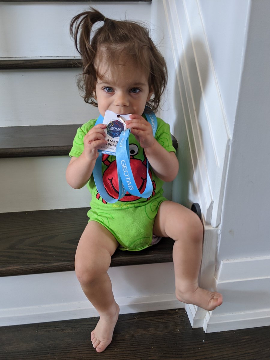 InsideGeotab's tweet photo. It looks like this future #Geotabber is already prepared for any upcoming @GEOTAB conferences! #GeotabLife #GeotabGOesRemote https://t.co/wUWzJ0FoTh