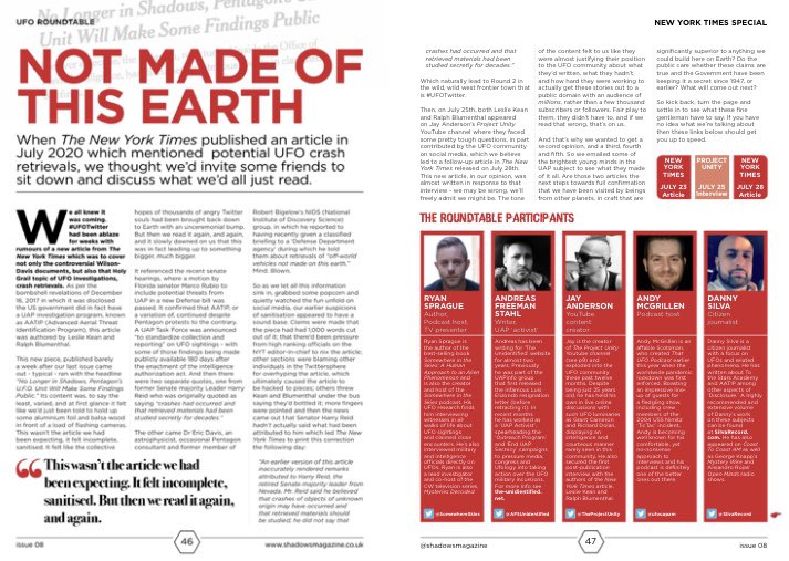 RyanSprague51's tweet image. Check out some really smart people (and me for some reason...) talking about the proposed UAP Task Force in the latest issue of the amazing and beautiful @shadowsmagazine ! 🛸 issuu.com/shadowsofyourm… #ufotwitter #saveprojectbluebook #uaptaskforce