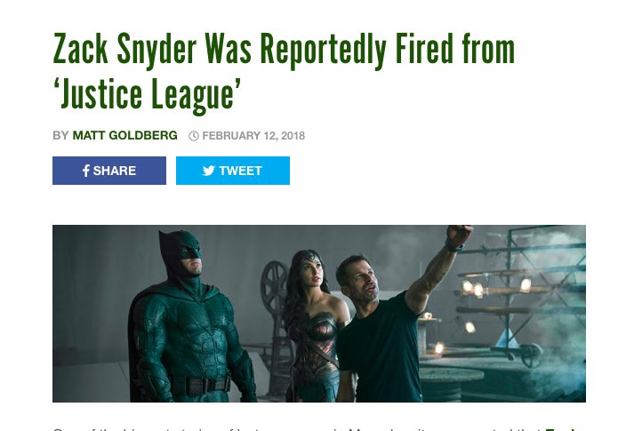 that meets the eye. 4/6This is speculation on my part and may be of use to debate but there was a very strong possible and possibly confirmed rumor that Zack Snyder was fired from WB when he aired cut a 2 hour cut of Justice League in February of 2017. It's very possible