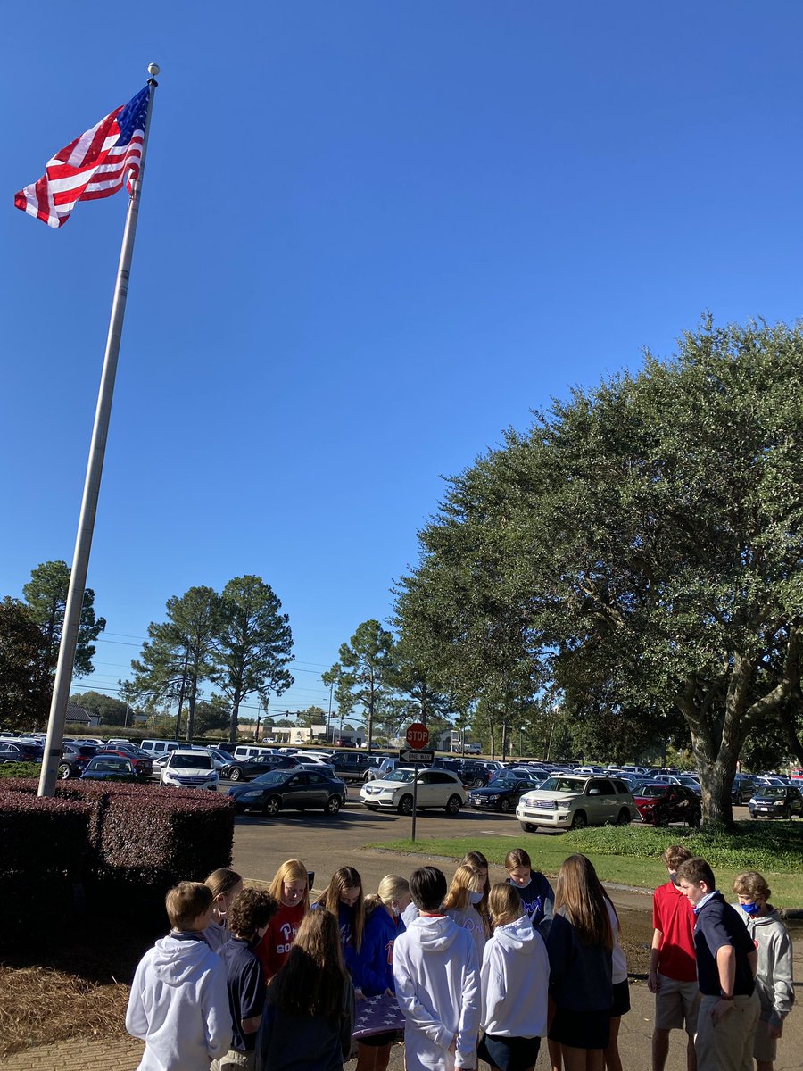 7th grade leadership class fixed two campus problems today! 1-They put up signs on red slab so garbage will not be left by peers! 2-They also learned how to do a US Flag ceremony and replaced our tattered Prep campus flag today!!!