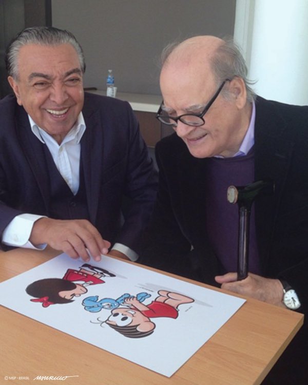 TurmadaMonica's tweet photo. O amigo Quino está agora desenhando pelo universo com aqueles traços lindos e com um humor certeiro como sempre fez. Criou sua Mafalda, hoje de todos nós, no mesmo ano em que eu criei a Mônica, em 1963 - mas ela só estrearia nas tiras no ano seguinte. https://t.co/FLmTcLgQy4