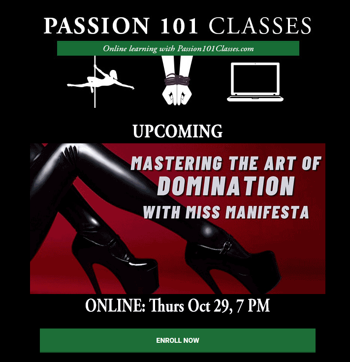 PASSIONAL's tweet photo. #sexploratorium #passion101classes October schedule is lining up like the stars! Learn #domination with #MissManifesta and keep the sparks flying all year long! https://t.co/HrCTDVRXq5 https://t.co/zKKTArVW3N