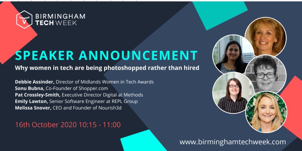 WITAwards's tweet image. We will be supporting &amp;amp; taking part at this year&apos;s Birmingham Tech Week @BirminghamTech join us on 16.10.20 &amp;amp; listen to some of our winners from last year&apos;s awards, discussing &apos;Why women in tech are being photoshopped rather than hired&apos; -more info here:bit.ly/33g9y1z