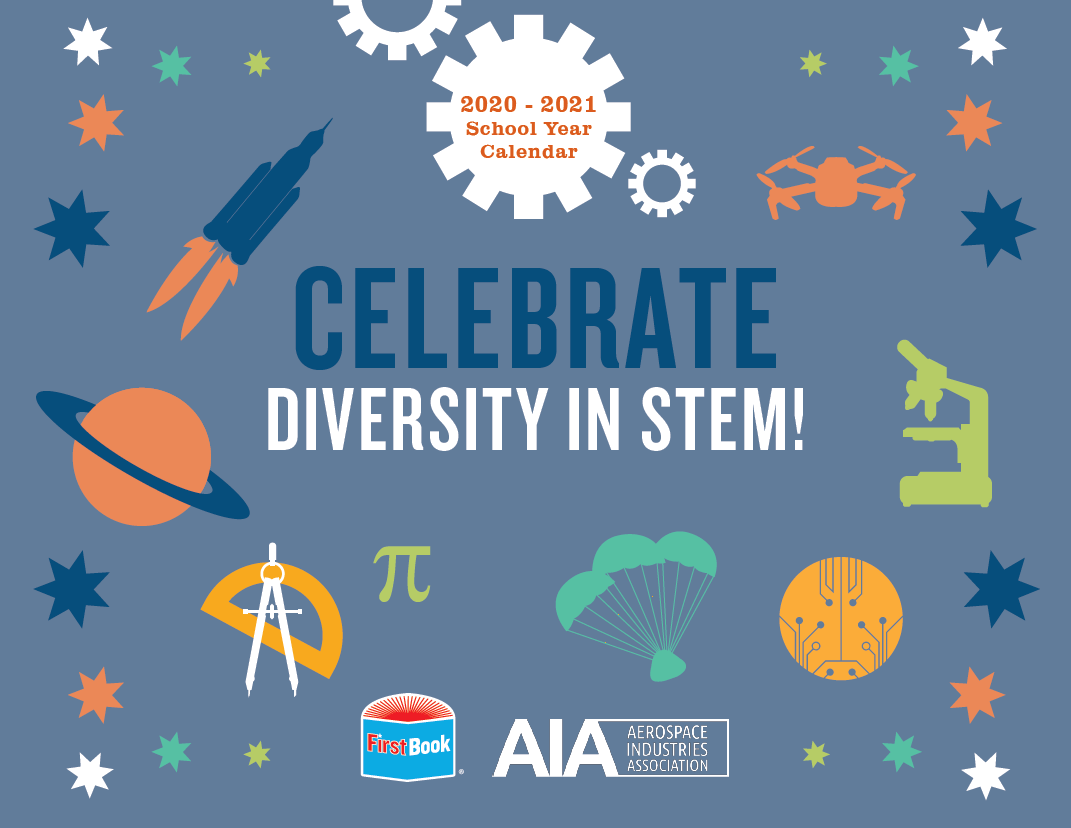 FirstBook's tweet photo. #STEAMtember is wrapping up, but we have a whole year of notable dates and people left to celebrate in our #DiversityInSTEM calendar, made in partnership with @AIAspeaks - you can download it here: https://t.co/1v6IrV3eEL https://t.co/p2SAcm2ctV