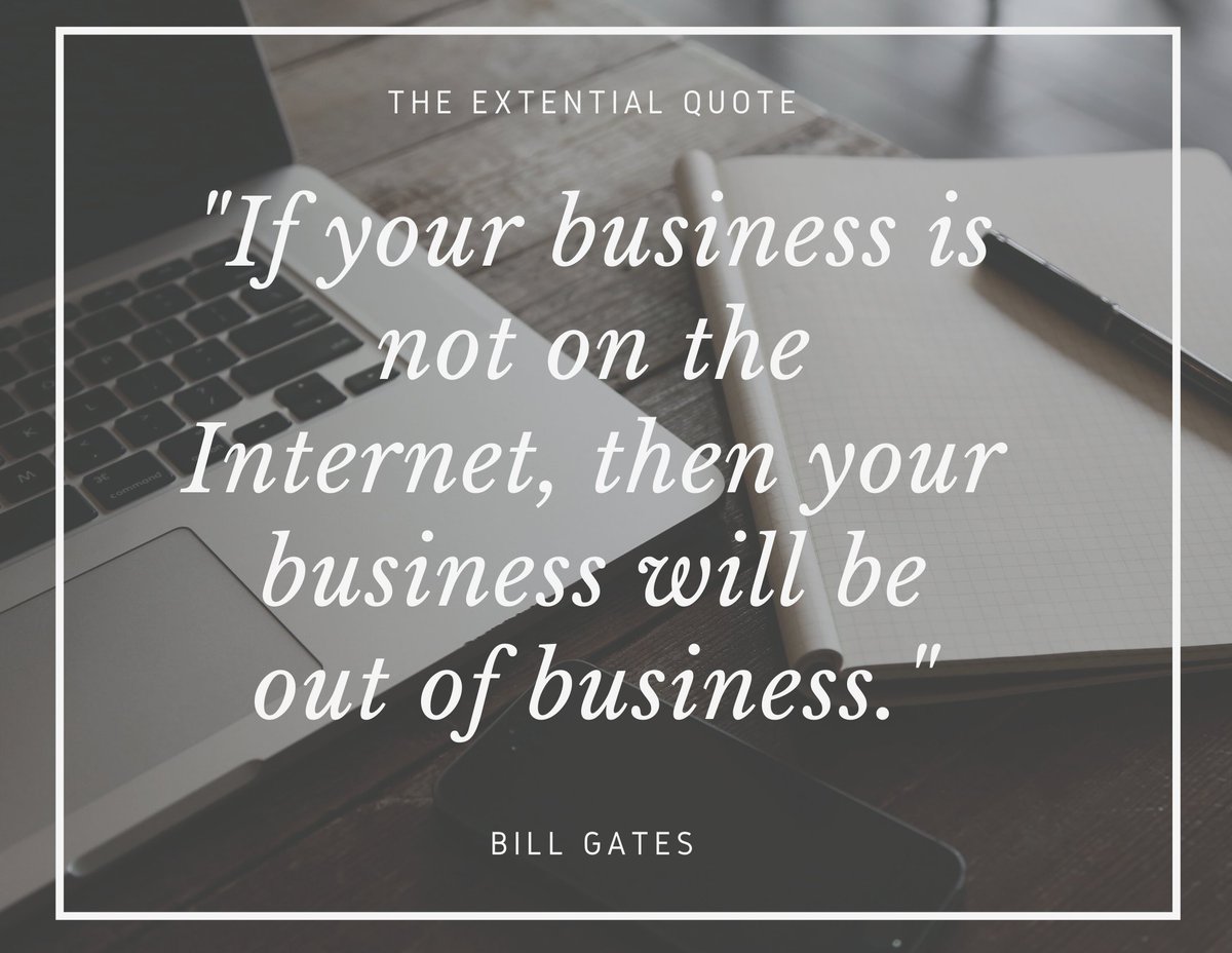 ExtentialTech's tweet image. Today's Extential Quote
"If your business is not on the Internet, then your business will be out of business." -- Bill Gates
#business #DigitalMarketing #digitalsolutions