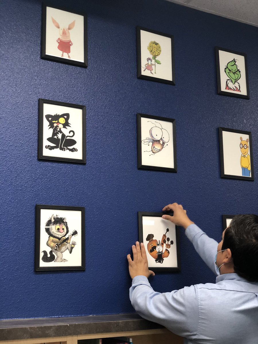 SCOTSLibrary1's tweet photo. A HUGE thank you to our amazing head custodian Luis. We started off with 30 book character frames, we finished adding the last six to make it 60. Our little labor of love. ❤️ He makes my crazy ideas happen. @THEDISTRICT @hawks_ches @SophiaVFierro1 @YsletaISD https://t.co/dZFokhyLPO