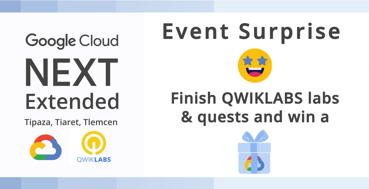 We want it to be special⭐
&amp;  we want you to not only learn but also win🥇
We prepared for you a surprise 😉✅Daily quests to complete on the Qwiklabs platform💻to practice &amp; have fun🤩
👉More you practice, sure you'll win a gift Box. 
HOW  participate?Stay tuned
And stay safe 😉