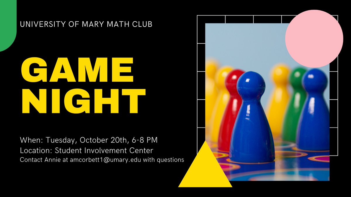 UMaryMathClub's tweet photo. Join Math Club for a game night. Best your friends in Catan or beat your Professors in Farkle!  #LifeatMary https://t.co/Dw6BAH1fez