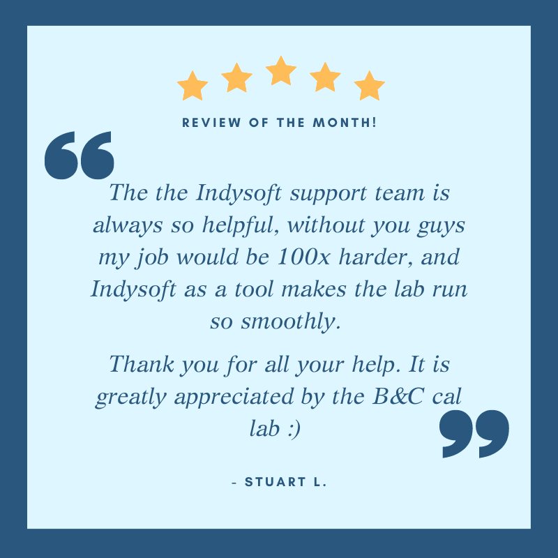 Making people's jobs easier - it is what we do!  
#CustomerService #CustomerExperience #HappyCustomer #Kudos #greatteam #review #reviewofthemonth #calibrationsoftware #calibrationlab #metrology #assetmanagement #SaaS #quality