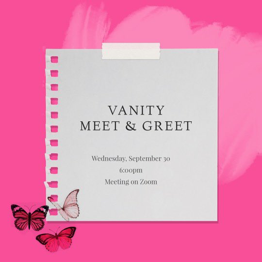 VANITYEFFECT's tweet photo. It’s happening ...TONIGHT @ 6pm! https://t.co/l4GBIb4lQC.    Meeting password is : VANITY! Can’t wait to see your beautiful faces tonight ! 💖⛓ https://t.co/VlbMILp9W6