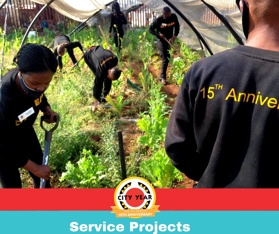 CityYearSoA's tweet photo. Our team serving at Tshilidzi Primary School implementing their gardening projects. A special appreciation to the @CyrilFoundation for supporting such an amazing team of young people! #redjacketyouth #cityyear15thanniversary #makemzansibetter #servetowork https://t.co/d7RoZtwPMv