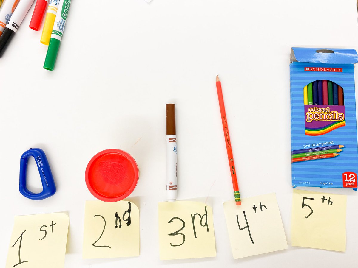 meggmoldsminds's tweet photo. After learning about ordinal numbers, we each made our own Measurement Collection.    We collected 5 objects, placed them in order by size, &amp; labeled them with ordinal numbers. I am so proud of the mathematicians in my A &amp; B group! #MathWorkshop #ItsWorthIt https://t.co/npMQvQgfBX