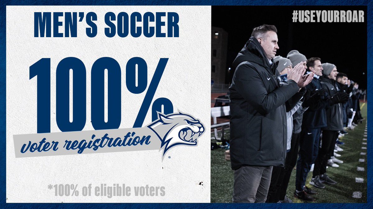 UNHMSoccer's tweet photo. Every eligible voter on our team has officially been registered to vote! Have you? Use your voice in this year’s election and vote on November 3rd!

#UseYourRoar

Link ⏩ https://t.co/NHSbp701oo https://t.co/oEBZRDBn1l