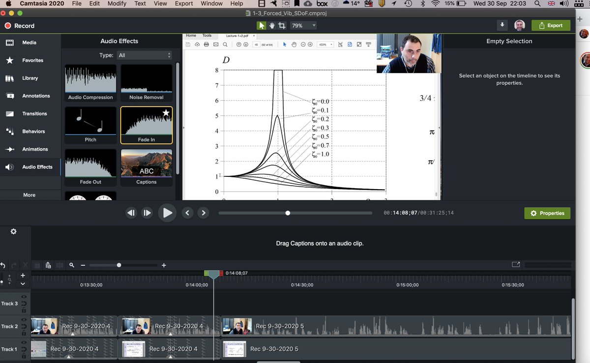 rand_vibration's tweet photo. #CVD020 Polishing my video recorded lecture on the #DynamicAmplification factor, probably the most important concept in the dynamics of single-degree-of-freedom oscillators... I love @camtasia, but it's quite addictive! @LboroABCE @LboroEng https://t.co/KA1dtt8qLn