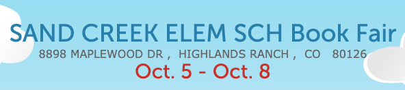 Sand Creek Scholastic Book Fair! October 5th - 8th! 
It will be a student only bookfair. Please review your child's wishlist and/or book fair flyer. You can load an eWallet through scholastic or students can bring in money on Tue Oct. 6th or Wed Oct. 7th to buy books. #SCEbooks