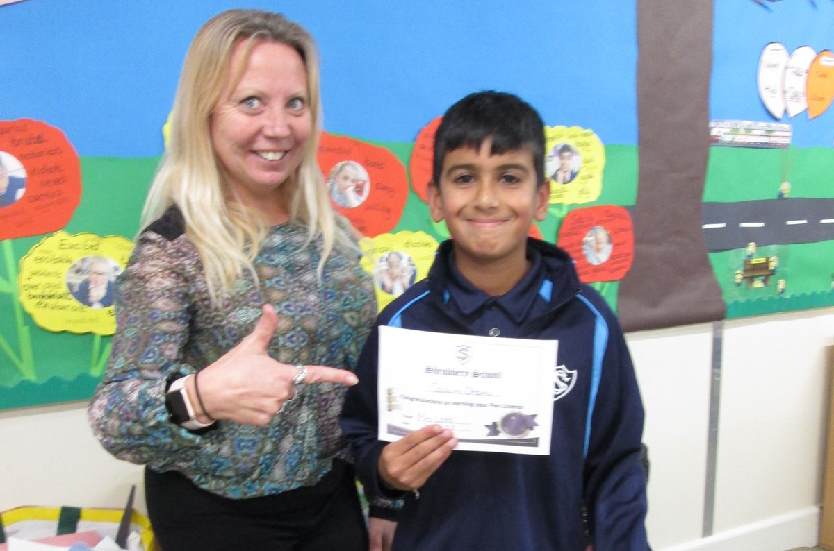 Monikara02's tweet photo. Wow! An extremely well deserved pen licence from Mrs Lees. Well done Callum for all your superb efforts to make your writing sparkle! 🌟⭐️🏆⭐️🌟
#Literacy #HandwritingChallenge 
@TheShrubberySch https://t.co/b2XQhS5AEn