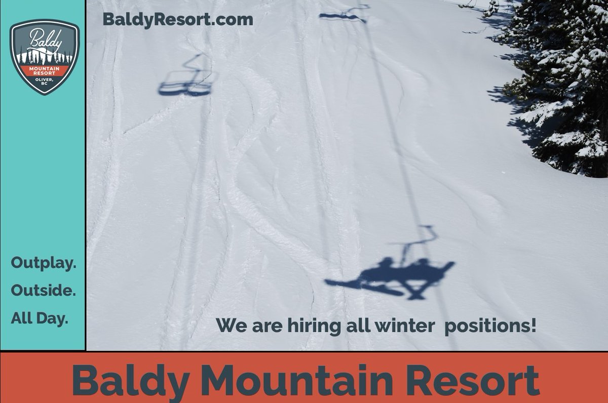 baldymtresort's tweet photo. We are hiring for all winter seasonal positions! Please visit https://t.co/Yb8hgNzhkH
#winteriscoming #unlessyourideit #skiingislife #kootrocks https://t.co/HDxtLkN8FM